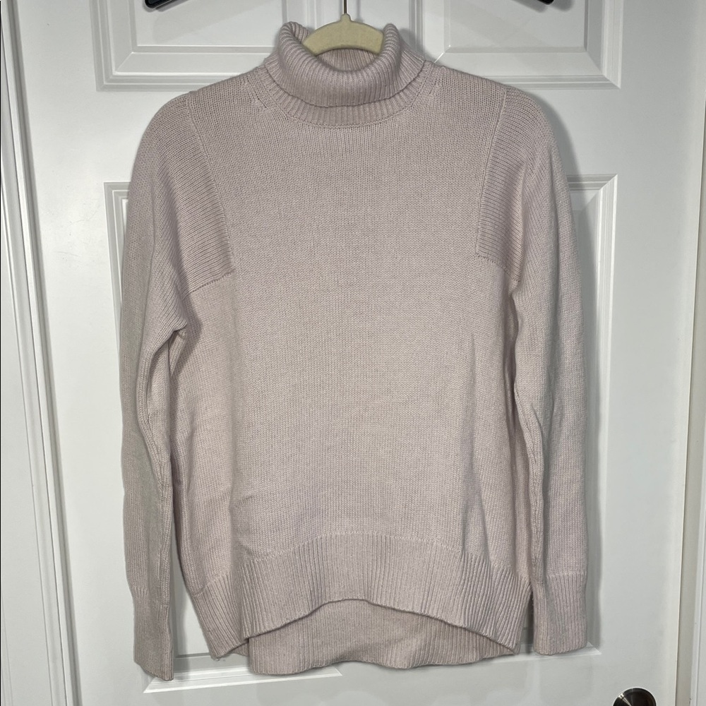Athleta Bedford Turtleneck Sweater Size XS Wool Cashmere High Low Mock Neck Pink - Picture 3 of 14